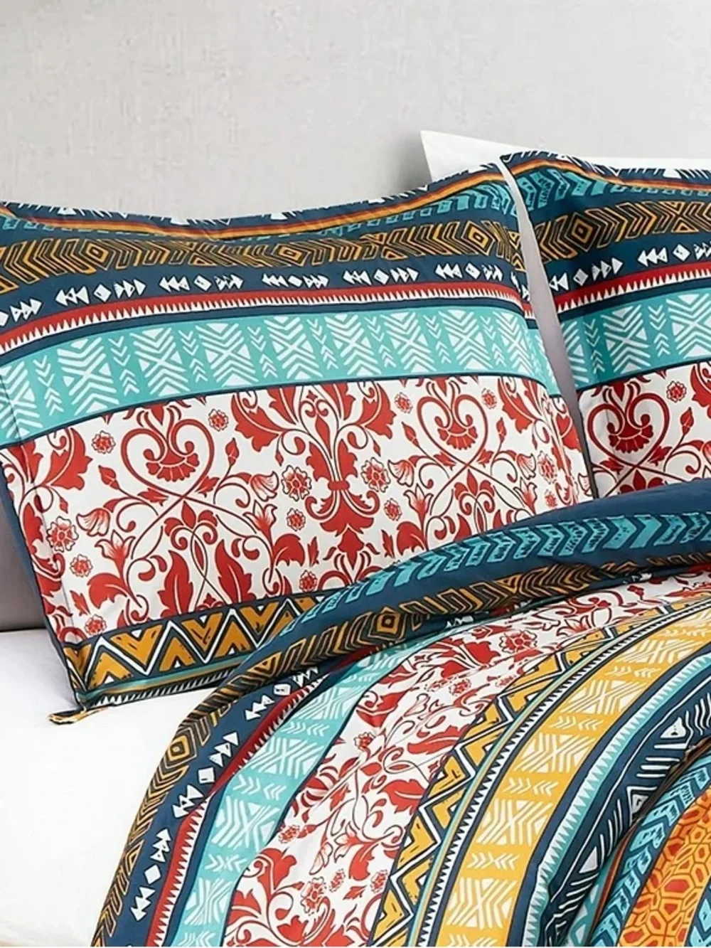 Bohemian Stripe Multi-Color Queen 3 piece Comforter Set